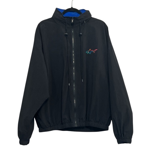 Greg Norman Windbreaker, Full Zip, Packable Hood, Men’s, Blue/Black, Size Large - Picture 11 of 12